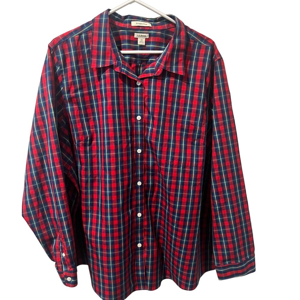 L.L. Bean woman's plaid button down 3XL wrinkle free
